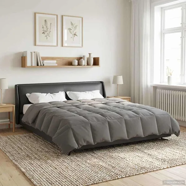 Duvet d'été simple Matelassé Gris clair 200 x 220 cm Microfibre