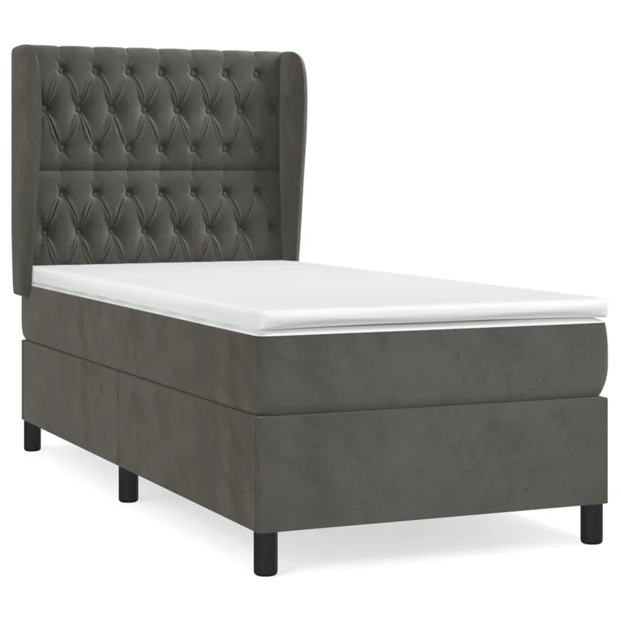 Sommier à lattes de lit et matelas Gris foncé 80x200 cm Velours - 2