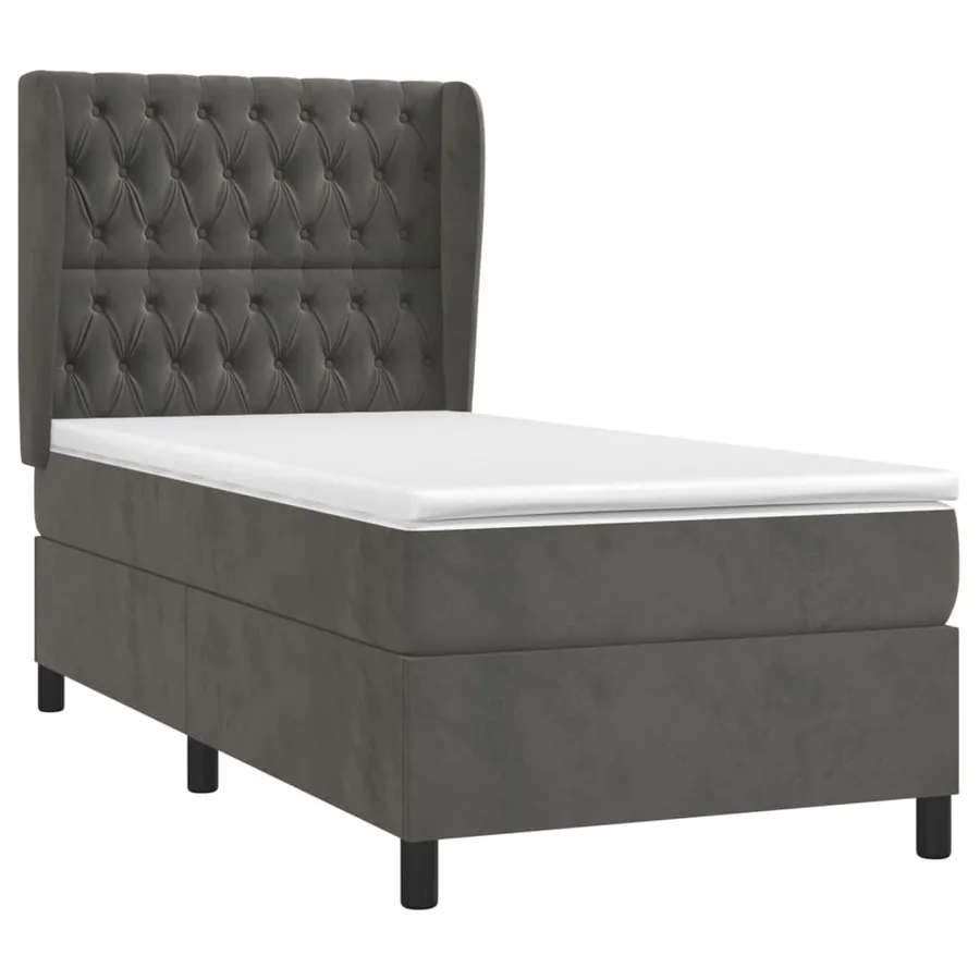 Sommier à lattes de lit et matelas Gris foncé 80x200 cm Velours - 3