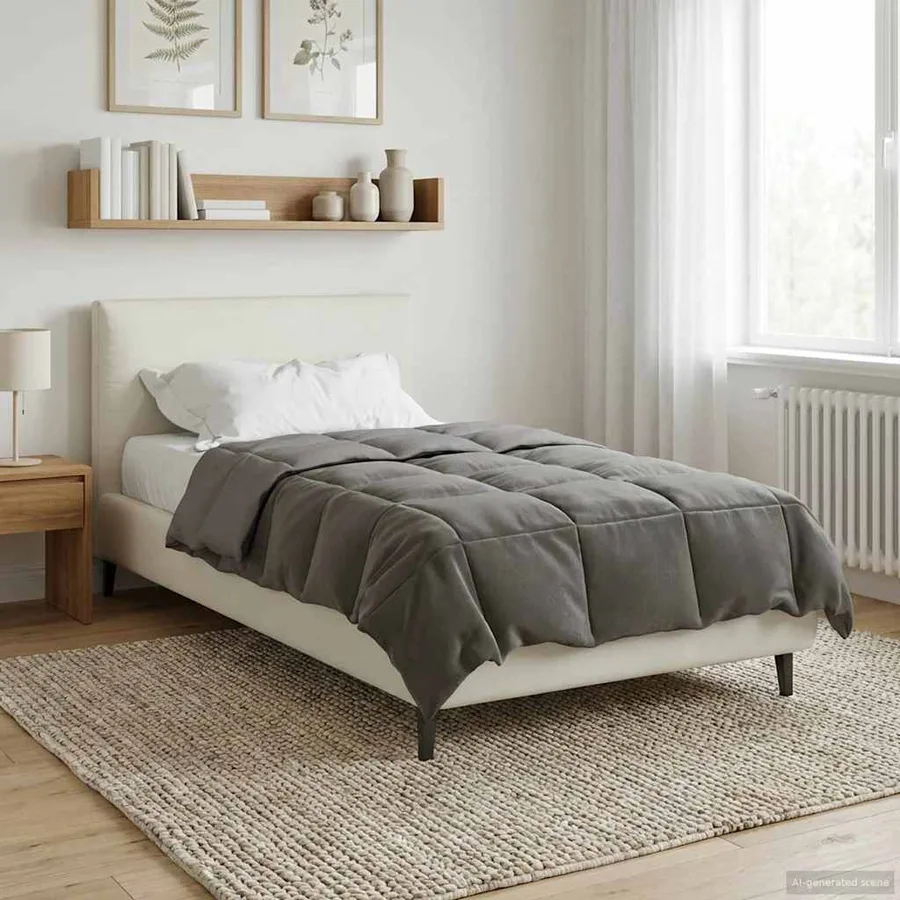 Duvet d'été simple Matelassé Gris clair 155 x 200 cm Microfibre - 4
