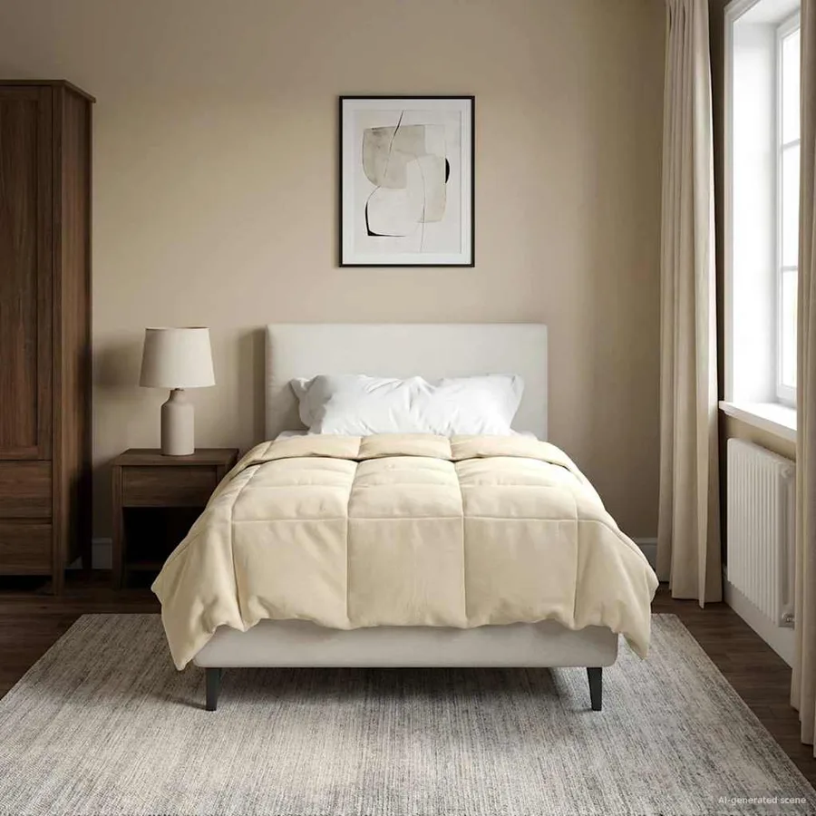 Duvet d'été simple Matelassé Crème 155 x 220 cm Microfibre - 4