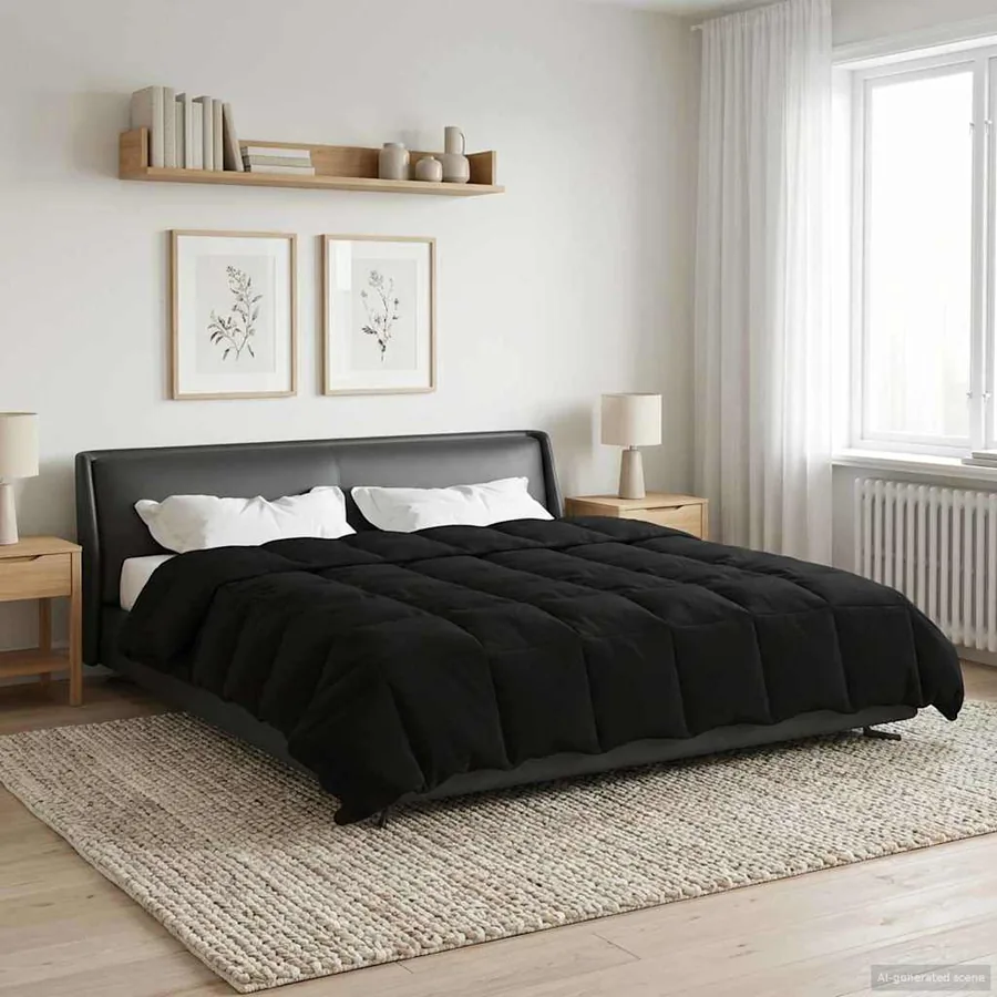 Duvet complet toute l'année Noir 200 x 220 cm Microfibre