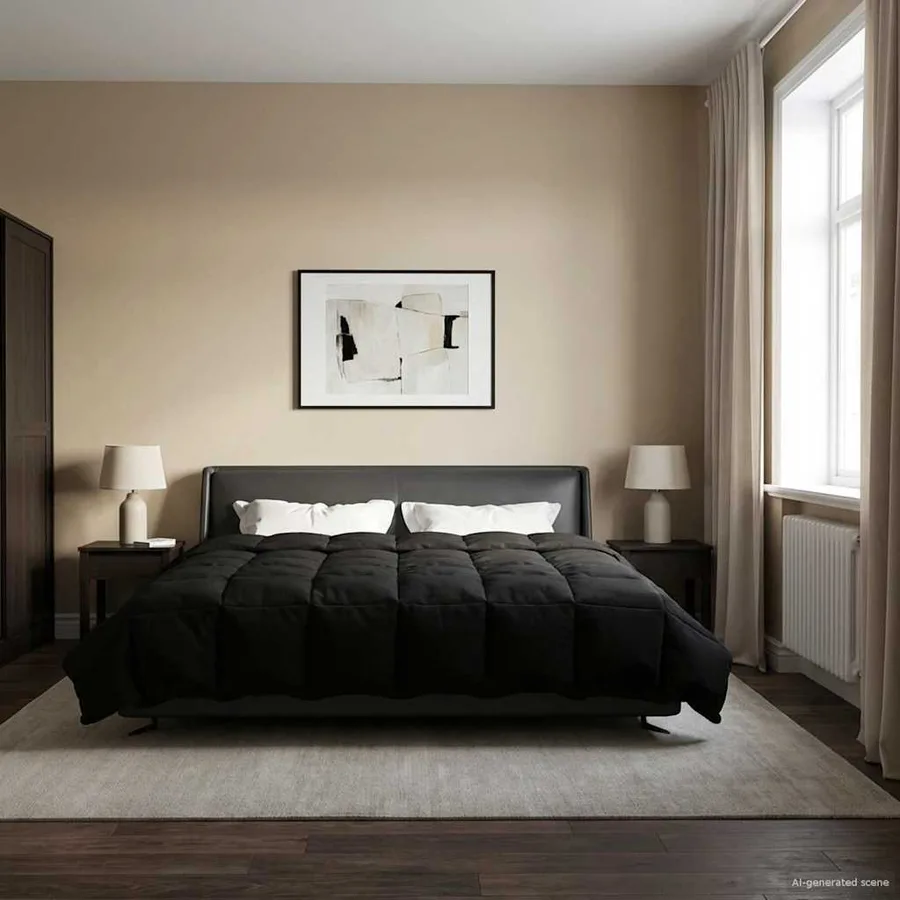 Duvet complet toute l'année Noir 200 x 220 cm Microfibre - 4