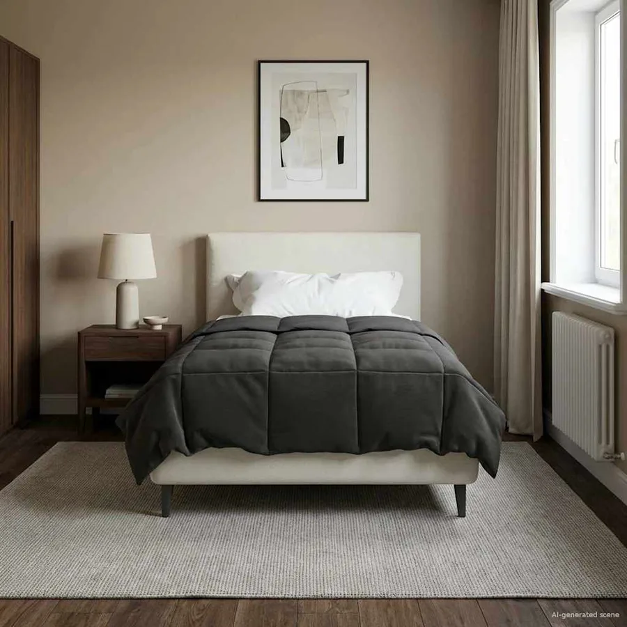 Duvet d'été simple Matelassé Anthracite 155 x 220 cm Microfibre - 4