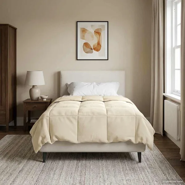 Duvet complet toute l'année Crème 155 x 200 cm Microfibre