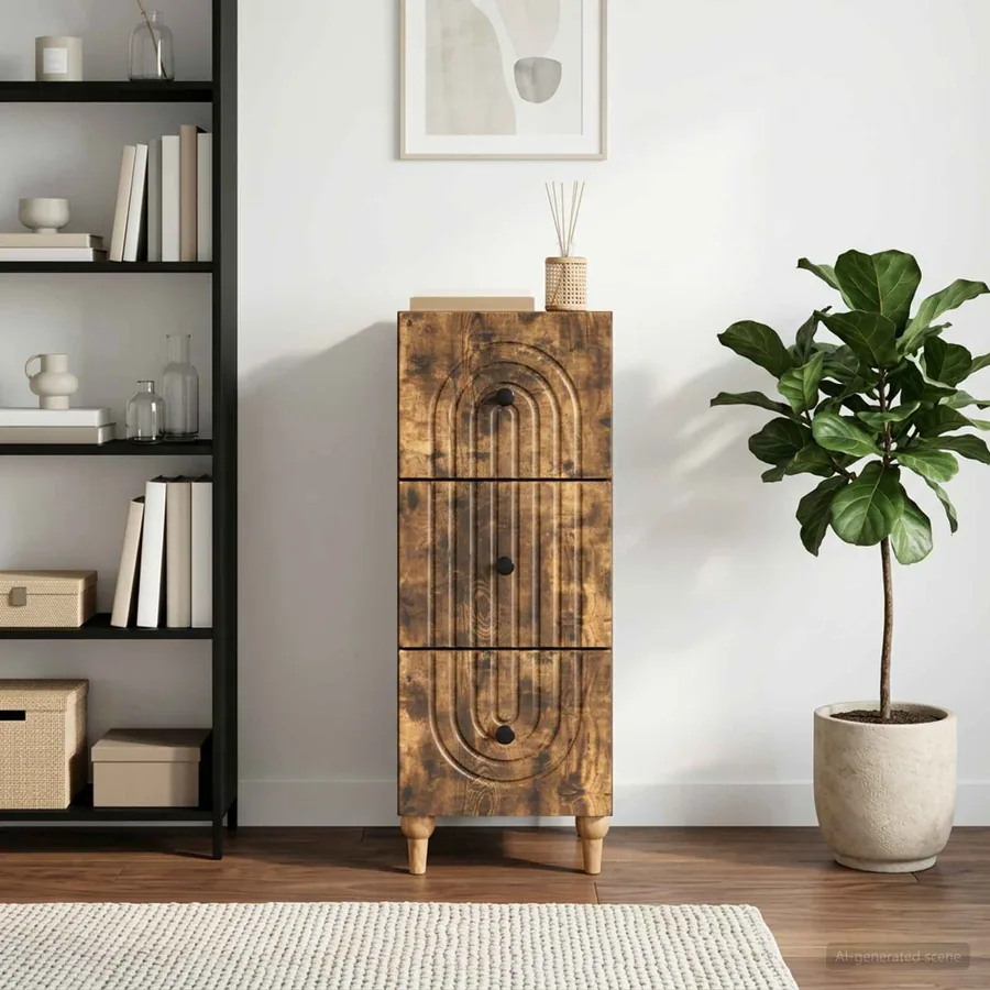 Armoire à tiroirs Chêne fumé 33 x 34,5 x 90 cm