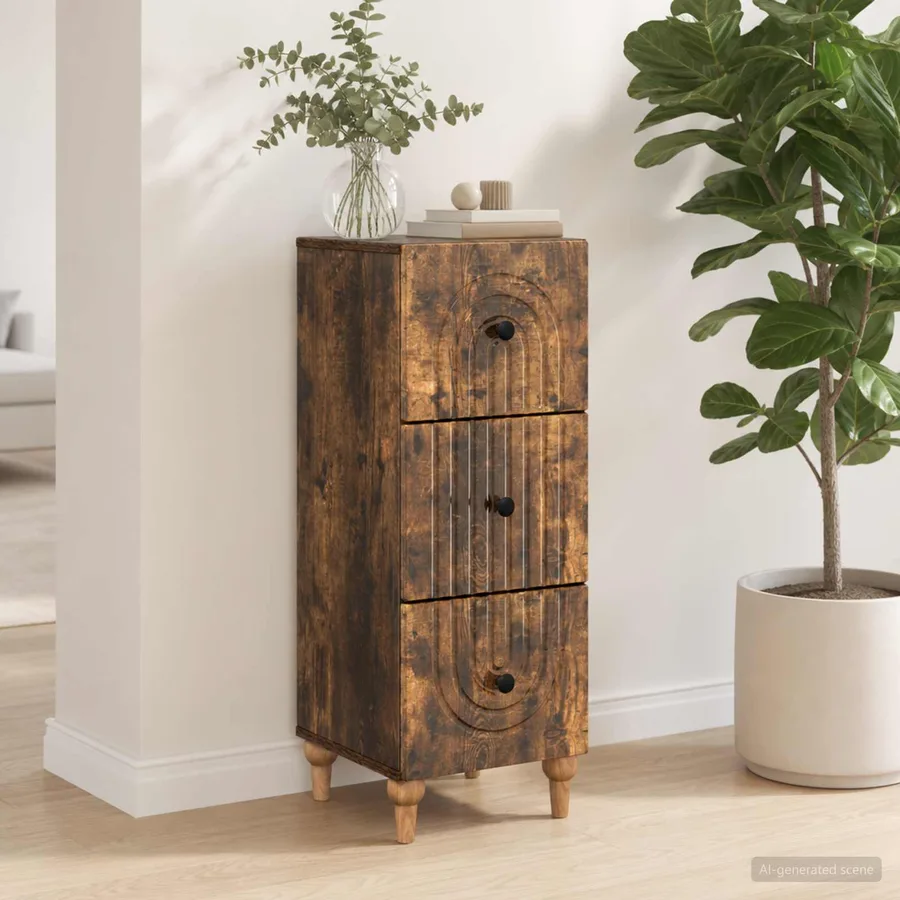 Armoire à tiroirs Chêne fumé 33 x 34,5 x 90 cm - 4
