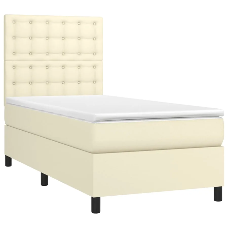 Sommier à lattes de lit avec matelas Crème 80x200 cm Similicuir - 3