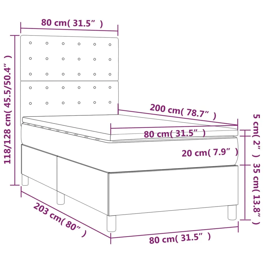 Sommier à lattes de lit avec matelas Crème 80x200 cm Similicuir - 6
