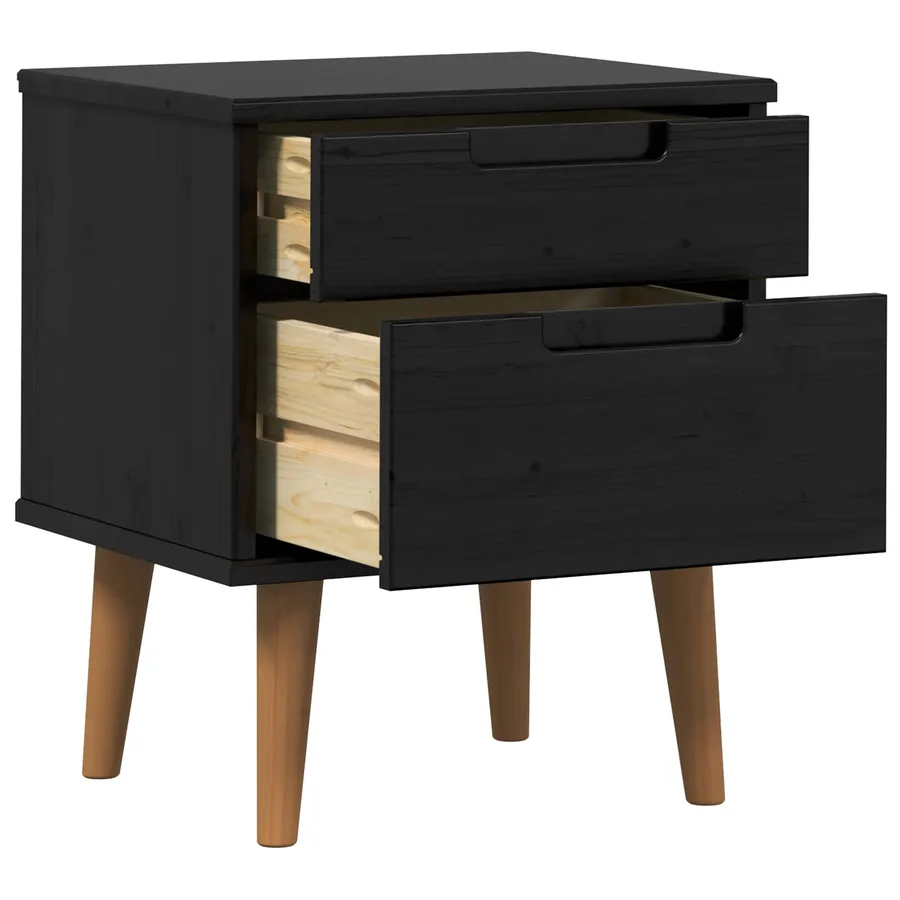 Table de chevet MOLDE Noir 40 x 35 x 48 cm Bois de pin massif - 4