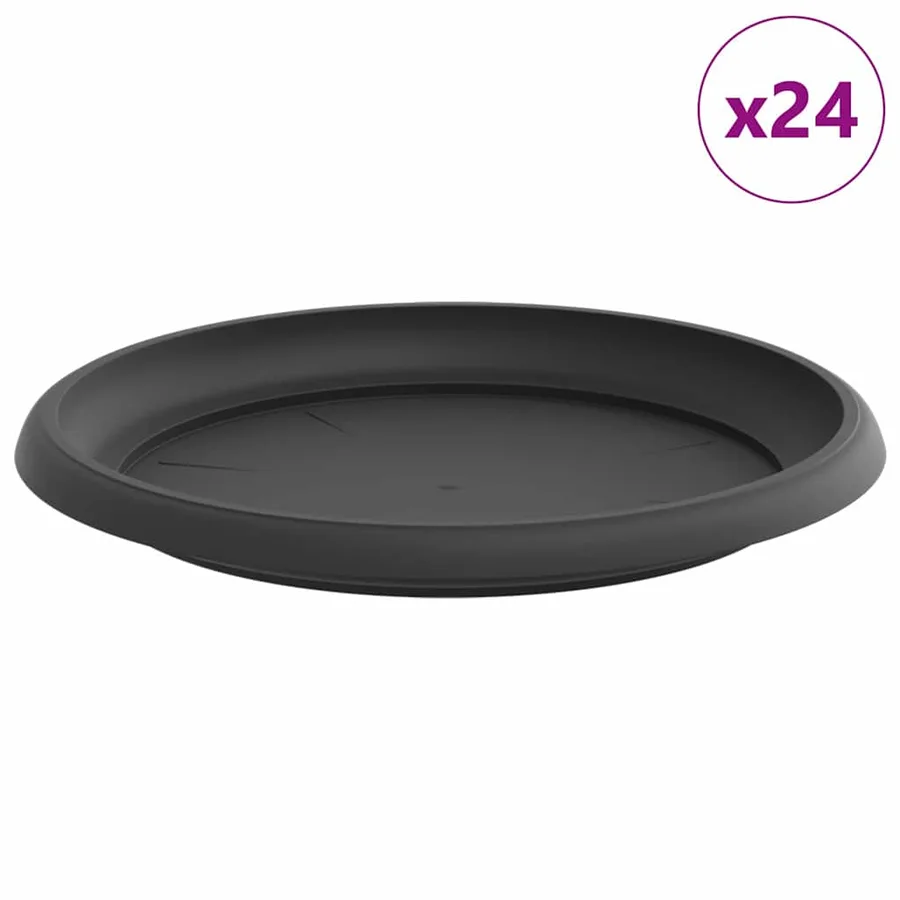Plateau à fleurs rond 24 pcs Noir Ø 23,5 x 2,5 cm Plastique - 2