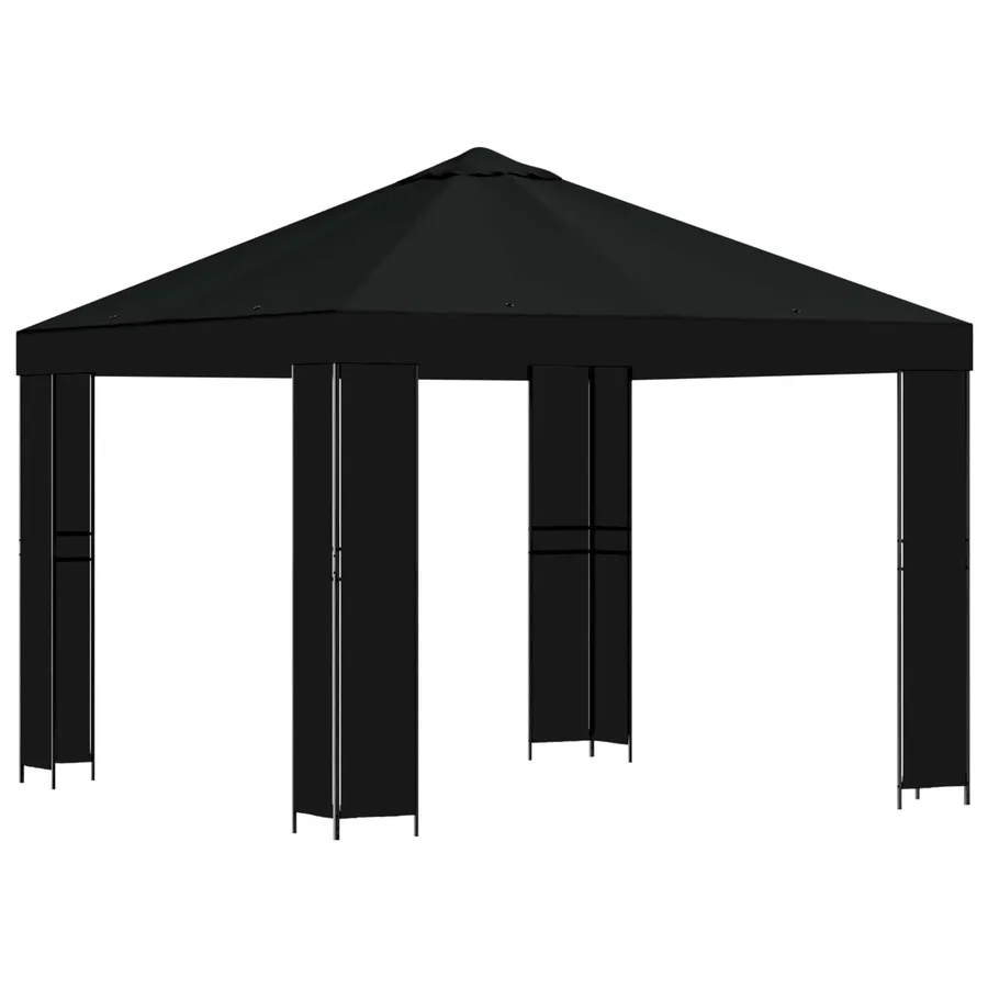Pavillon 3 x 3 m Noir Polyester et Acier 190 gsm - 2