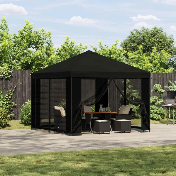 Abri de jardin avec parois 3 x 3 m Noir Polyester et Acier
