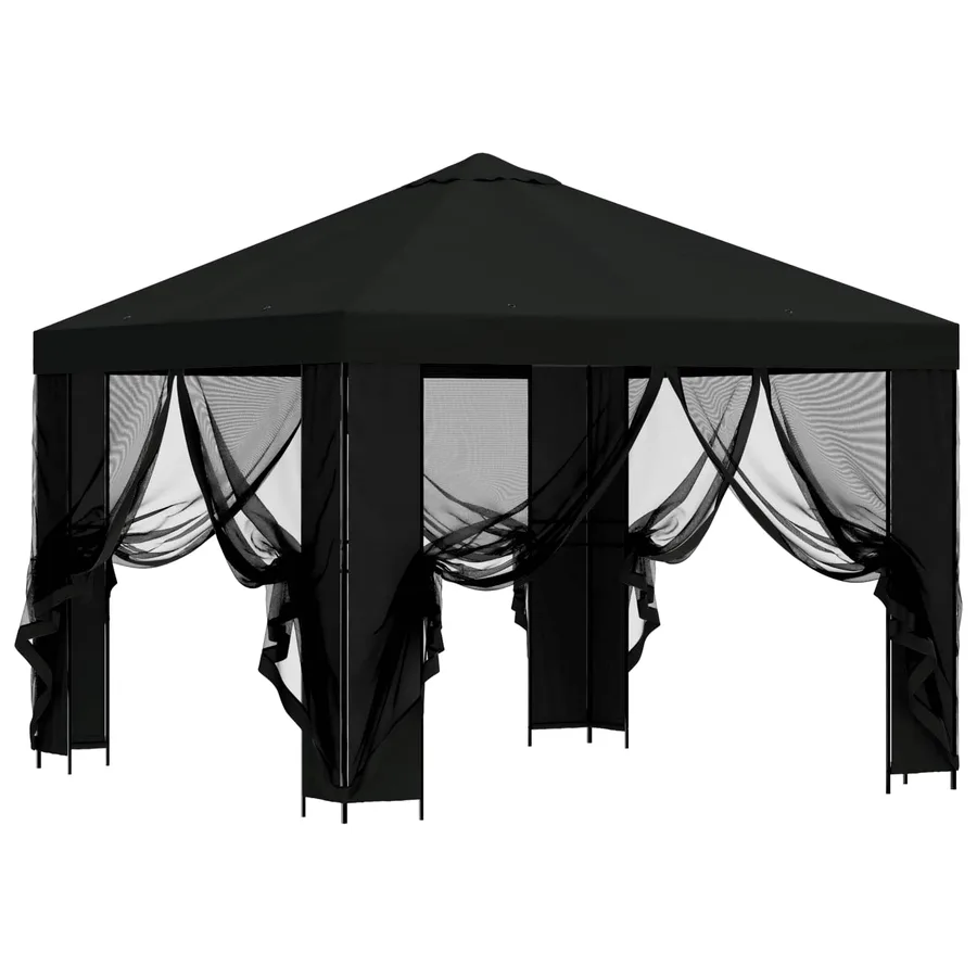 Abri de jardin avec parois 3 x 3 m Noir Polyester et Acier - 4