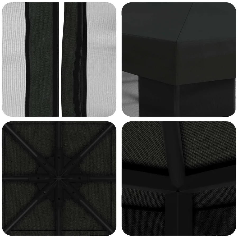 Abri de jardin avec parois 3 x 3 m Noir Polyester et Acier - 7