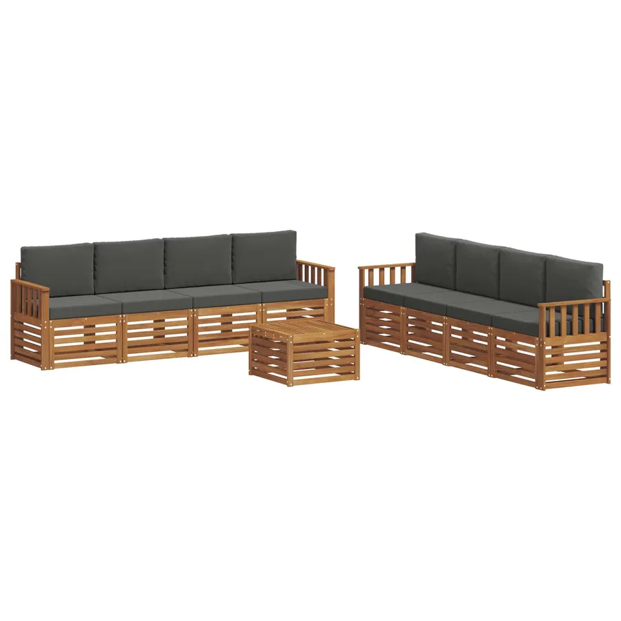 Ensembles de canapés avec coussin 9 pcs Naturel et Anthracite - 2