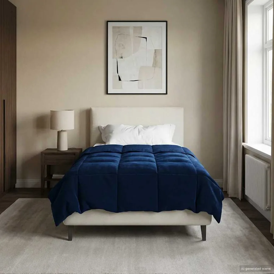 Duvet complet toute l'année Bleu foncé 155 x 220 cm Microfibre