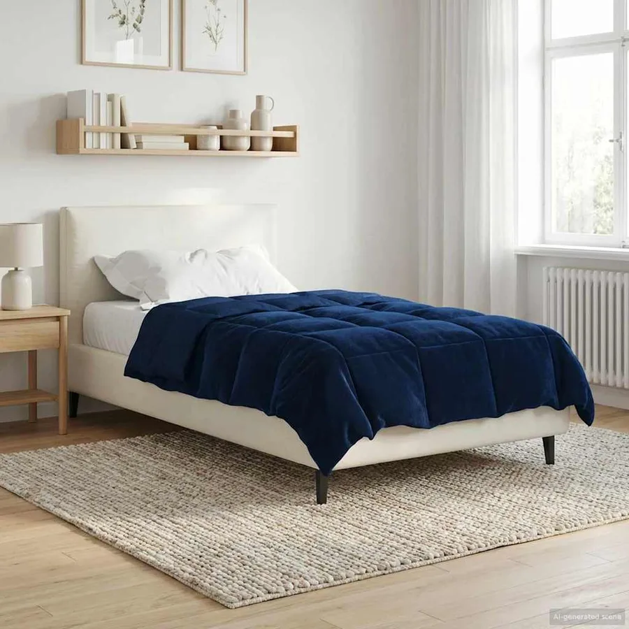 Duvet complet toute l'année Bleu foncé 155 x 220 cm Microfibre - 4