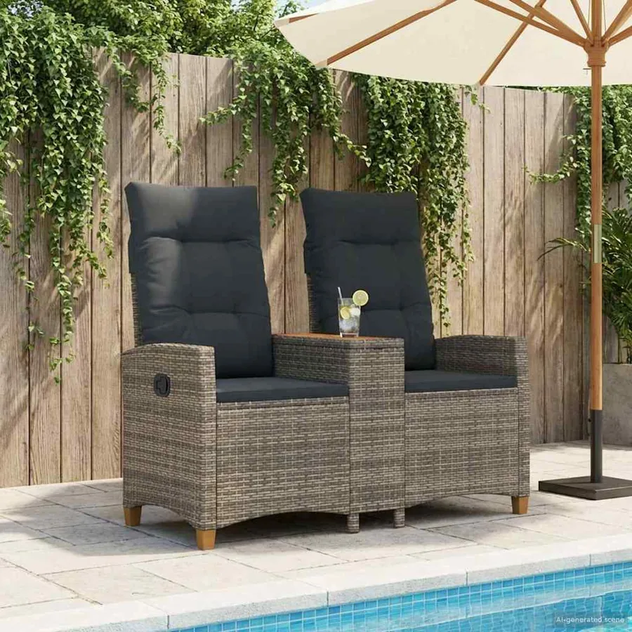 Banc inclinable avec table Gris et Gris foncé 126 x 65 x 112 cm