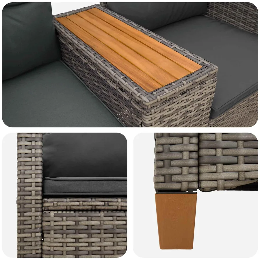 Banc inclinable avec table Gris et Gris foncé 126 x 65 x 112 cm - 7