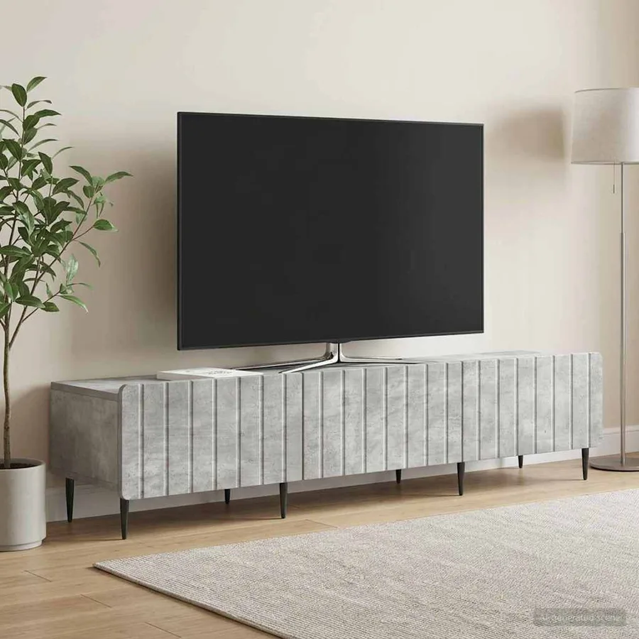 Meuble TV Gris béton 147 x 34,5 x 32 cm Bois d'ingénierie - 4
