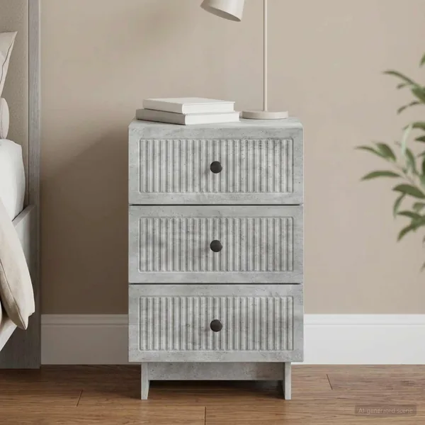 Cabinet de chevet avec tiroir Gris béton 43 x 41 x 66,5 cm