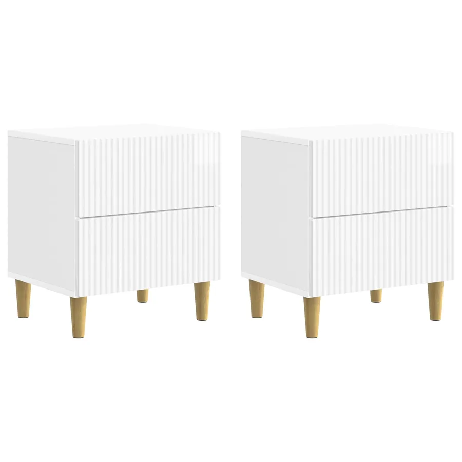 Cabinet de chevet 2 pcs Blanc brillant 43 x 34,5 x 48 cm - 2