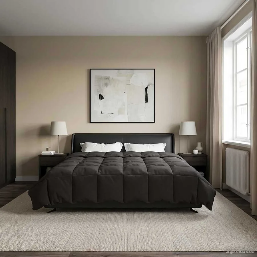 Duvet complet toute l'année Anthracite 220 x 260 cm Microfibre