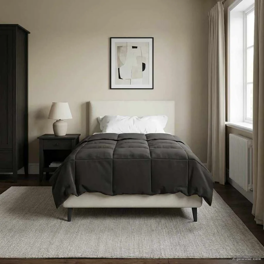Duvet d'été simple Matelassé Anthracite 135 x 220 cm Microfibre