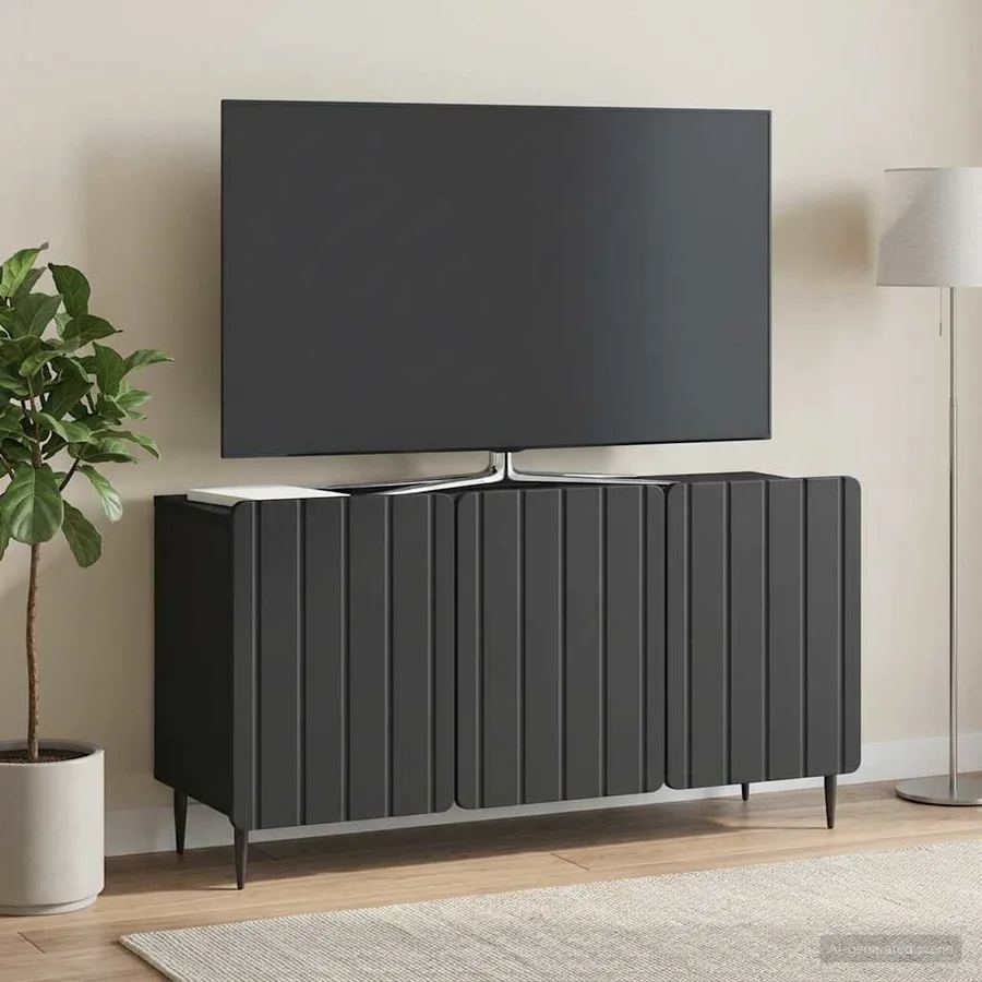 Meuble TV Noir 99 x 34,5 x 52 cm Bois d'ingénierie - 4
