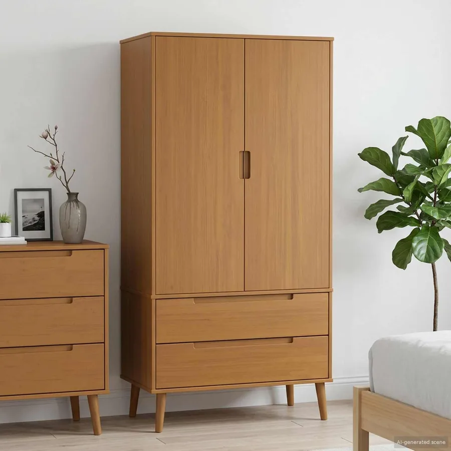 Armoire MOLDE Caramel 90 x 55 x 175 cm Bois de pin massif