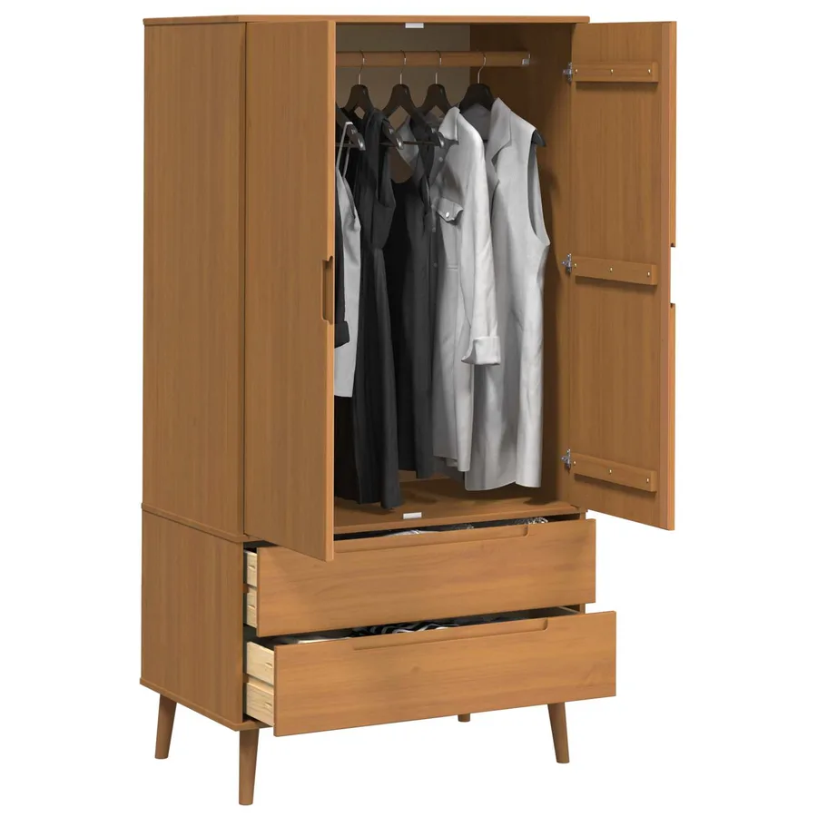 Armoire MOLDE Caramel 90 x 55 x 175 cm Bois de pin massif - 3