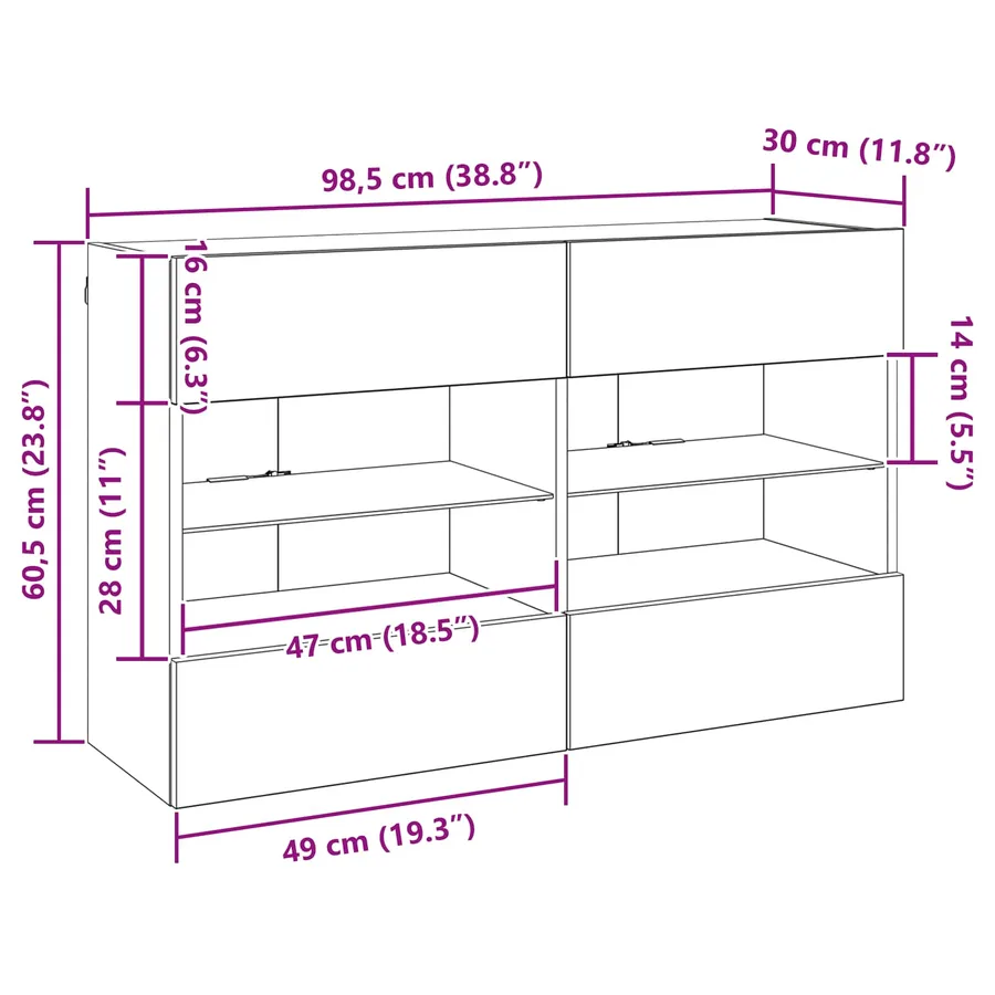 Meuble TV mural 98,5 x 30 x 60,5 cm Chêne artisanal - 18