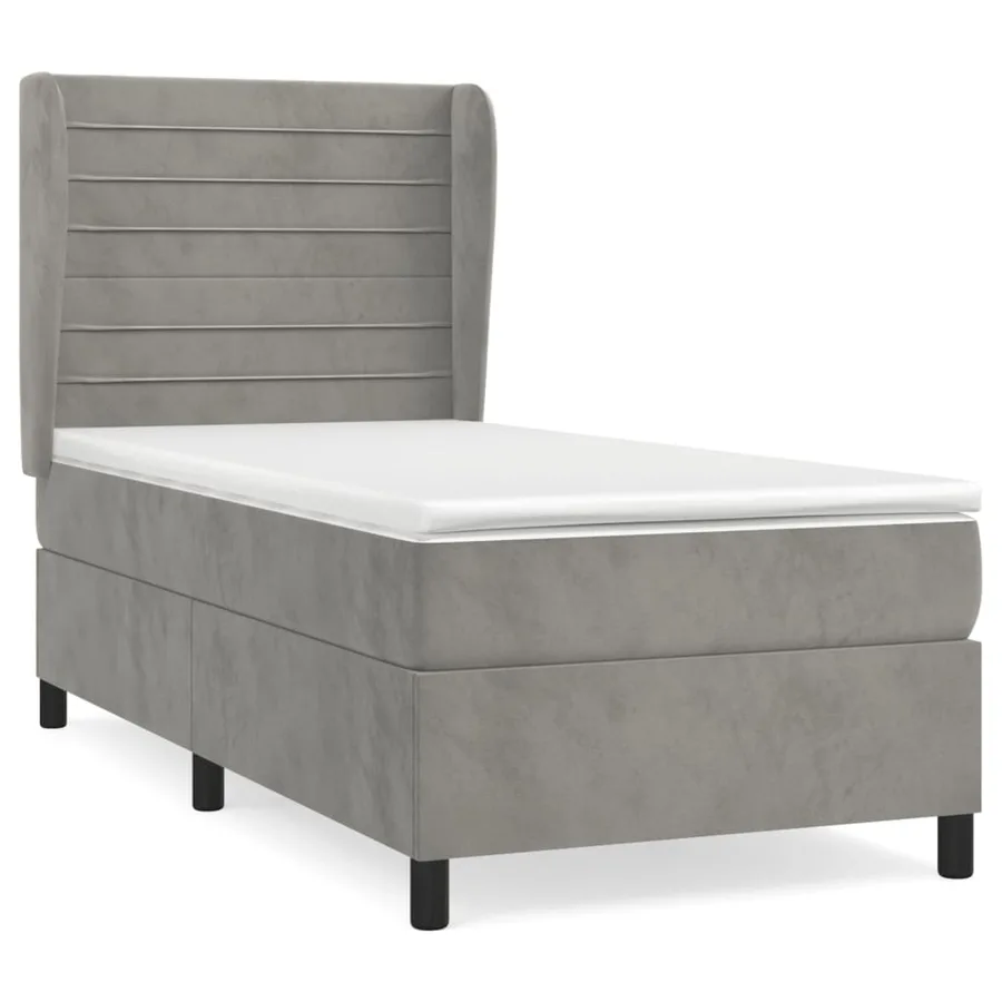 Sommier à lattes de lit et matelas Gris clair 90x200 cm Velours - 2