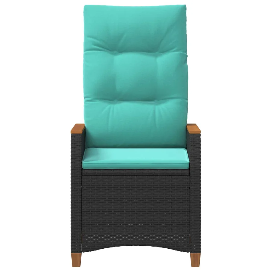 Chaise de jardin inclinable Noir et turquoise polyrotin - 4