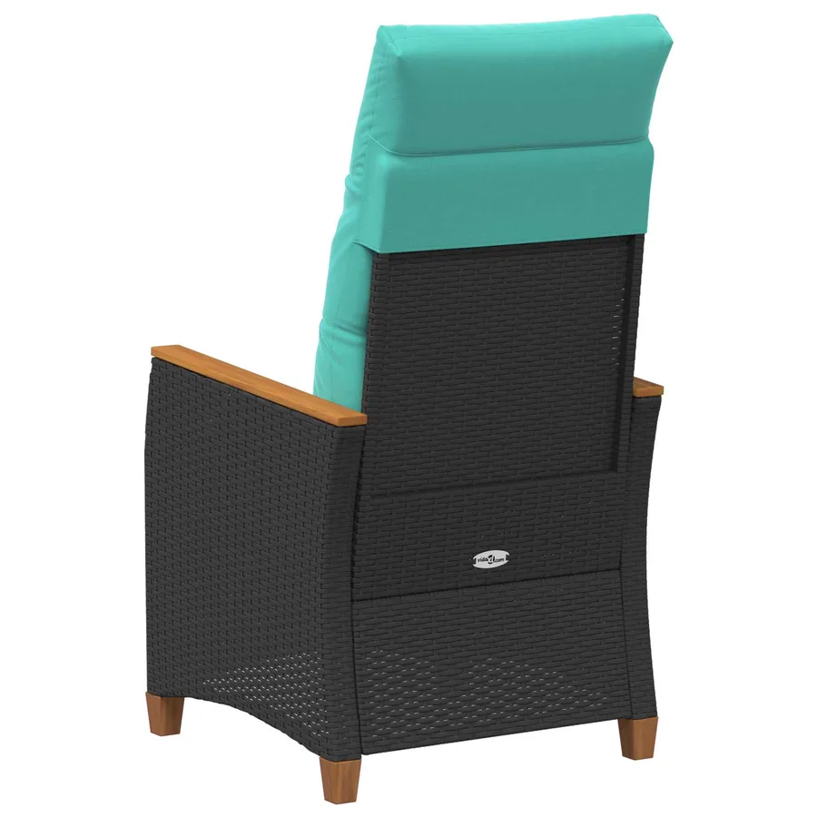 Chaise de jardin inclinable Noir et turquoise polyrotin - 6