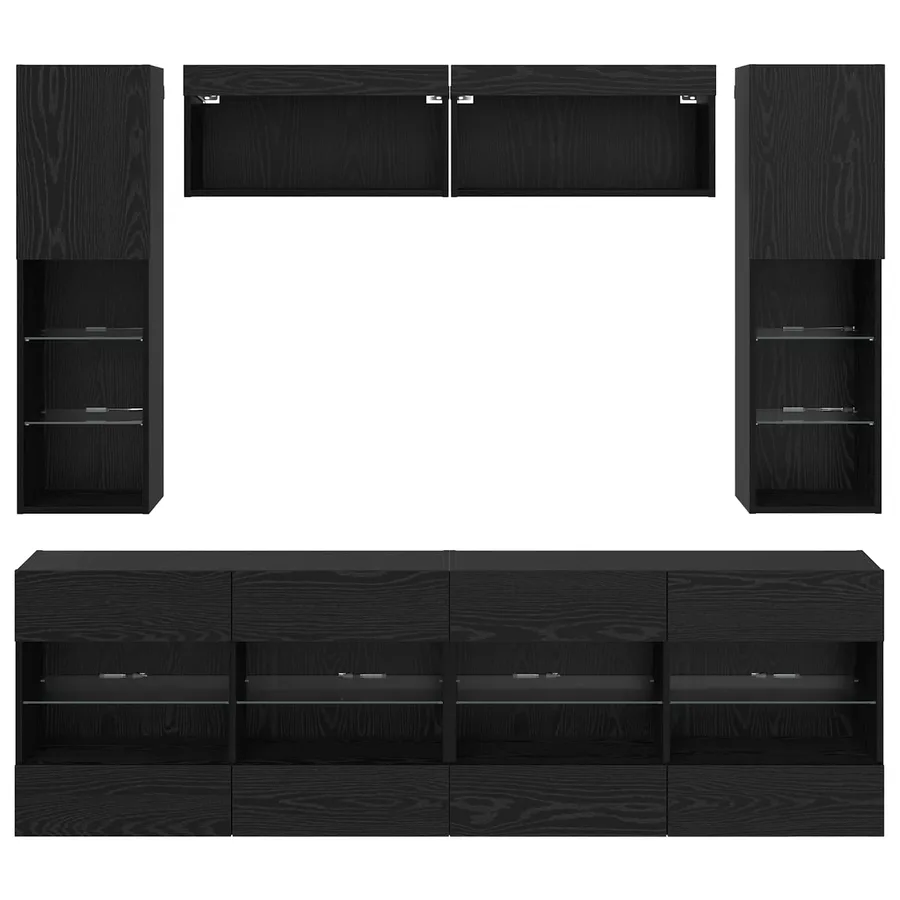 Ensemble de meuble TV mural 6 pcs Chêne Noir Bois d’ingénierie - 8
