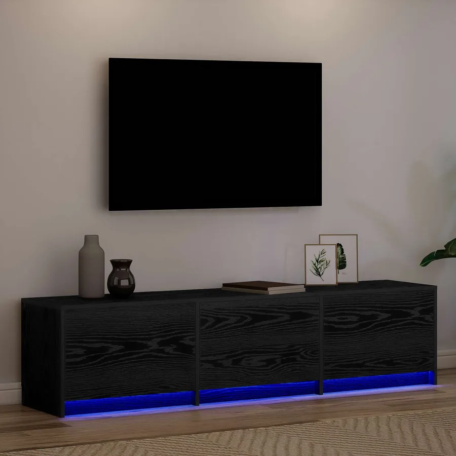 Meuble TV Chêne noir 165 x 34 x 40 cm Bois d'ingénierie - 5