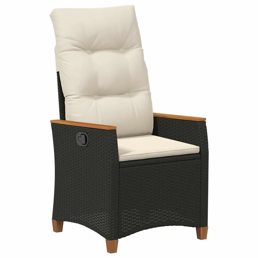 Chaise de jardin inclinable Noir et turquoise polyrotin - 17