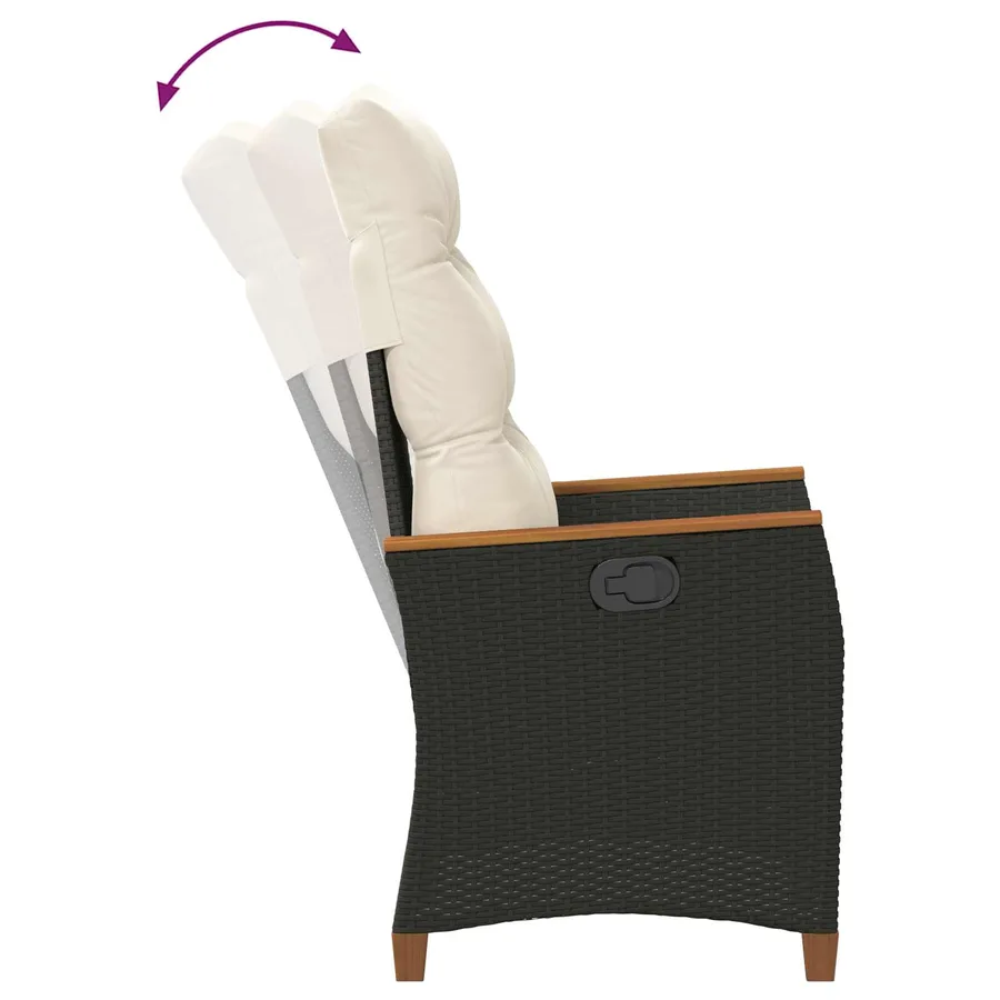 Chaise de jardin inclinable Noir et turquoise polyrotin - 22