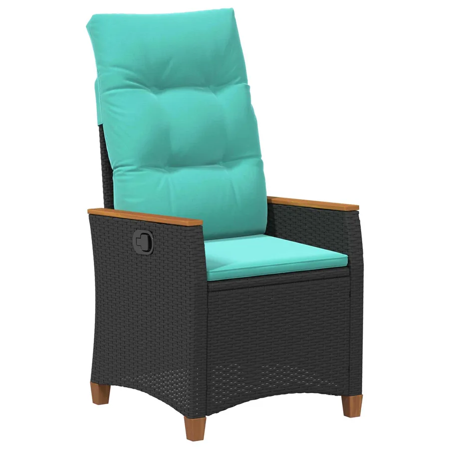 Chaise de jardin inclinable Noir et turquoise polyrotin - 4