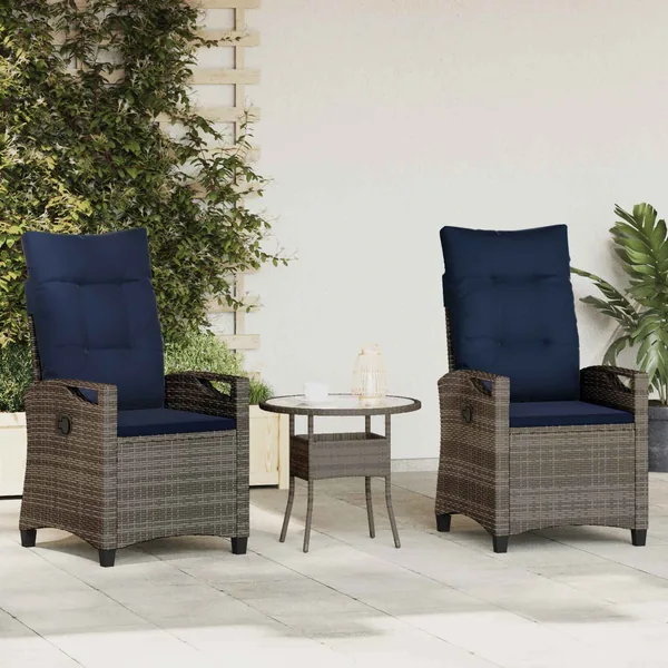 Chaise de jardin 2 pcs gris et bleu marine 56 x 60 x 112 cm