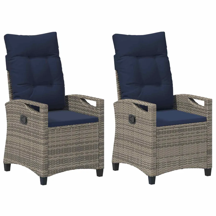 Chaise de jardin 2 pcs gris et bleu marine 56 x 60 x 112 cm - 2