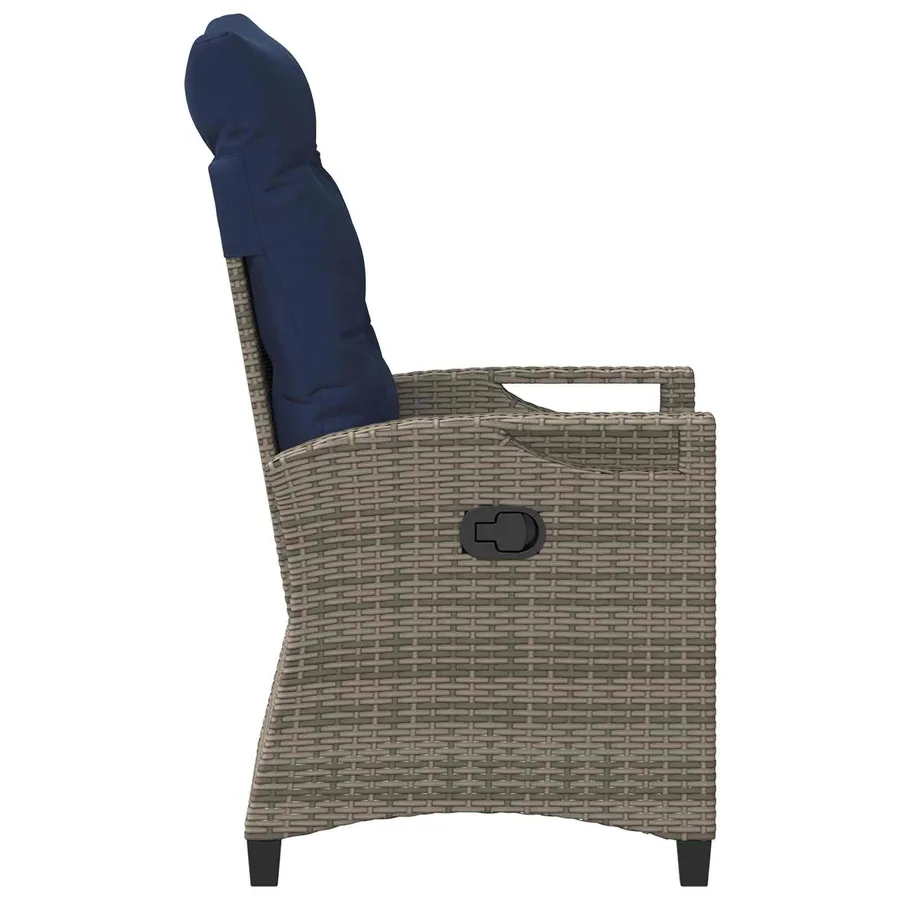 Chaise de jardin 2 pcs gris et bleu marine 56 x 60 x 112 cm - 6