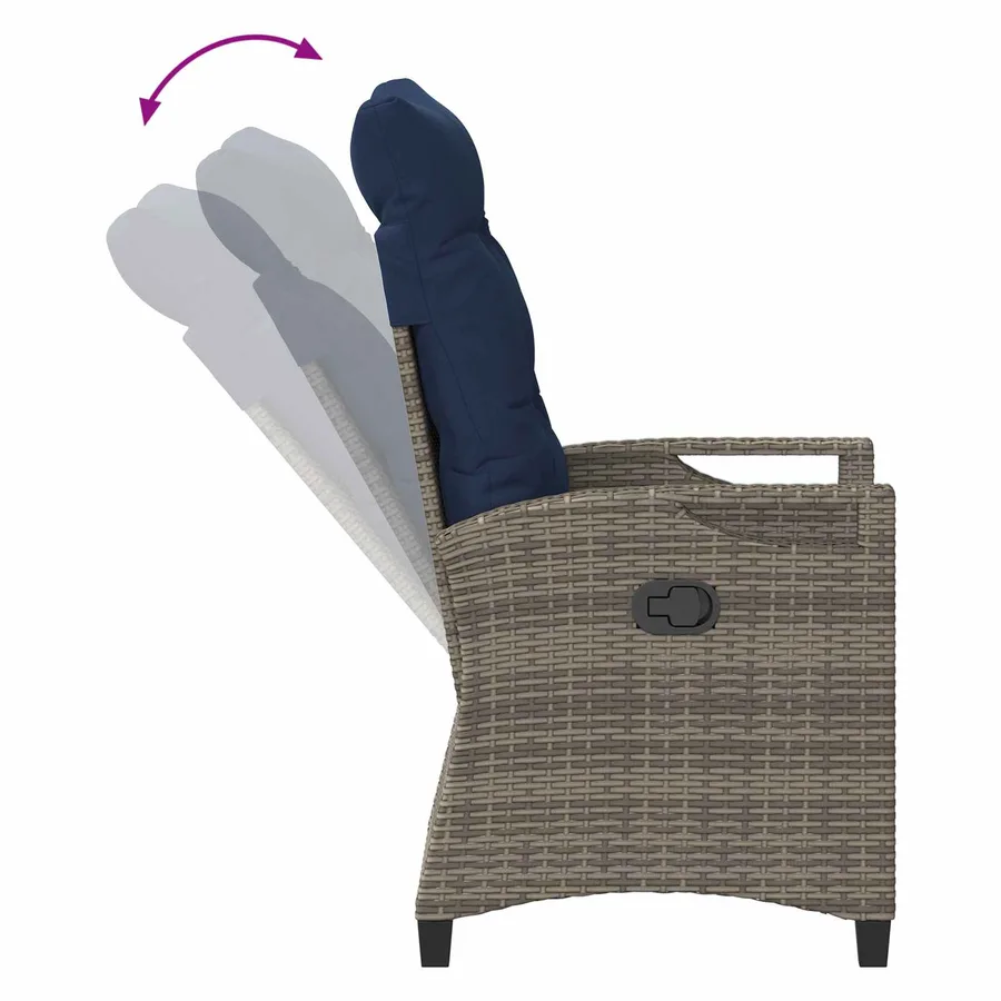 Chaise de jardin 2 pcs gris et bleu marine 56 x 60 x 112 cm - 9