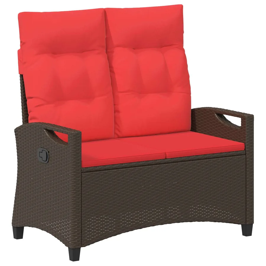 Banc de jardin avec oreiller Marron et rouge 105 x 60 x 112 cm - 2