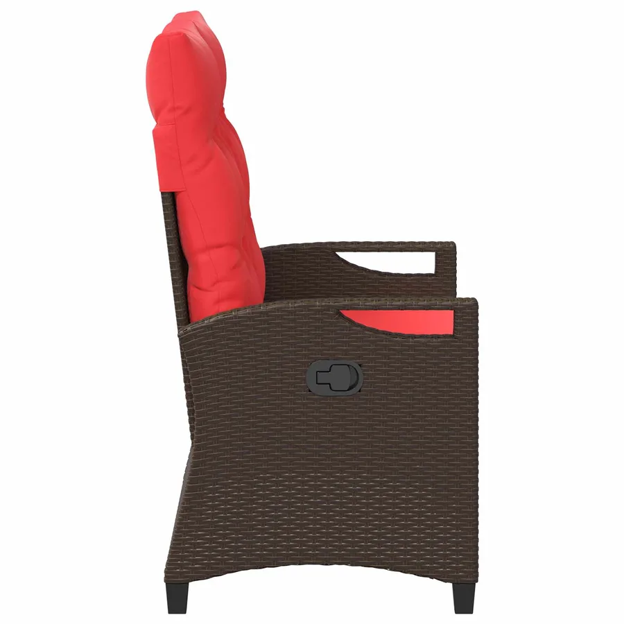 Banc de jardin avec oreiller Marron et rouge 105 x 60 x 112 cm - 5