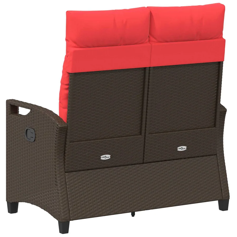 Banc de jardin avec oreiller Marron et rouge 105 x 60 x 112 cm - 6