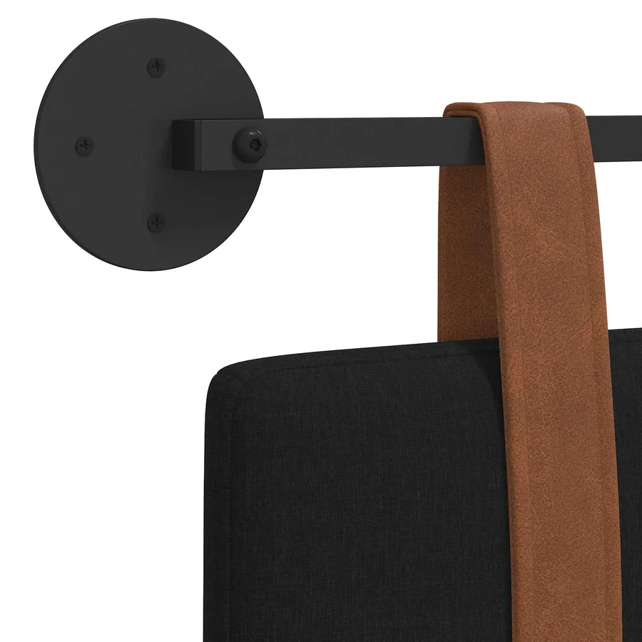 Tête de lit suspendue Uni Noir 130 x 55 x 5 cm PU antique - 9