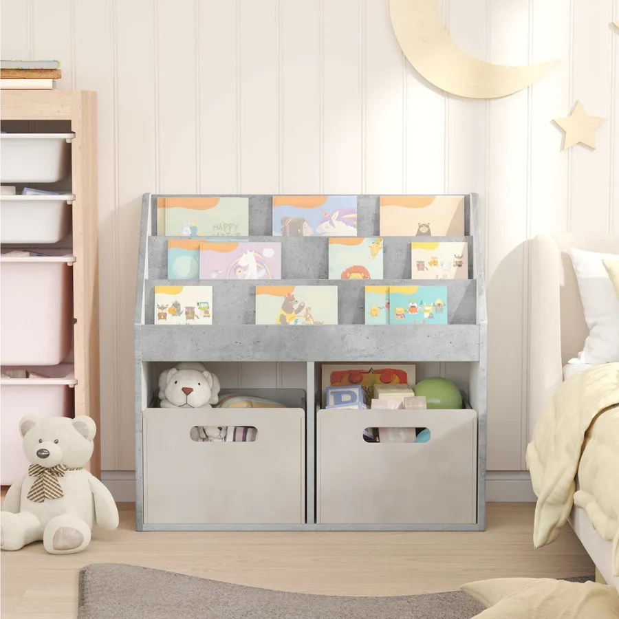 Bibliothèque pour enfants Gris béton 72,5 x 29,5 x 69 cm - 4